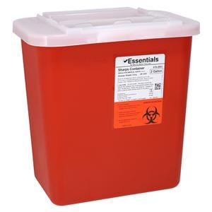 Essentials EDLP Sharps Container 2gal Red 18.5x14.125x18.5" Side Entry Plypro Ea