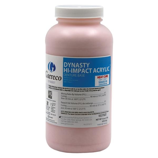 Dynasty Denture Resin Hi-Impact Acrylic Heat Cure Pink 1lb/Jr