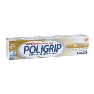 Super Poligrip Extra Care Denture Cream Zinc Free 2.2oz/Tb