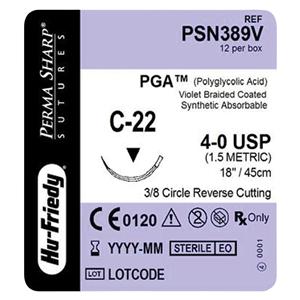 Perma Sharp Suture 4-0 18" Polyglycolic Acid Braid C-22 Violet 12/Bx