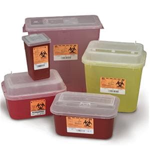 Sharps Container 8gal Red/Translucent 13-3/4x14x13-3/4" Horizontal Drop PP 10/Ca