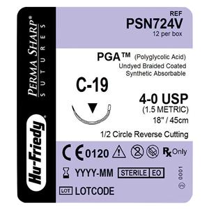 Perma Sharp Suture 4-0 18" Polyglycolic Acid Braid C-19 Undyed 12/Bx