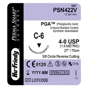 Perma Sharp Suture 4-0 27" Polyglycolic Acid Braid C-6 Undyed 12/Bx