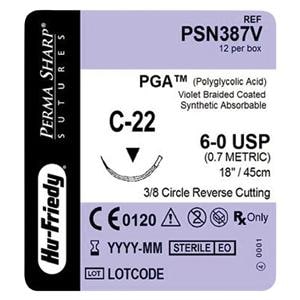 Perma Sharp Suture 6-0 18" Polyglycolic Acid Braid C-22 Violet Bx