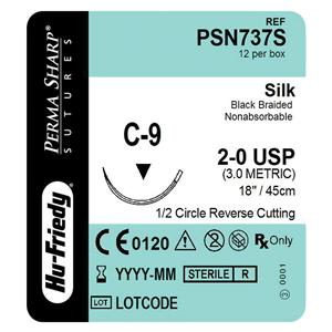 Perma Sharp Suture 2-0 18" Silk Braid C-9 Black 12/Bx