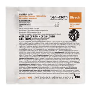 Sani-Cloth Bleach Germicidal Wipes X-Large Individual Packets 40/Bx, 3 BX/CA