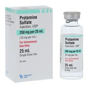 Protamine Sulfate Injection 10mg/mL SDV 25mL Each