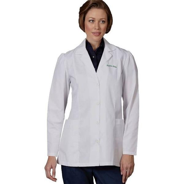 Lab Coat 3 Pockets Long Sleeves 35 in Medium White Womens Ea