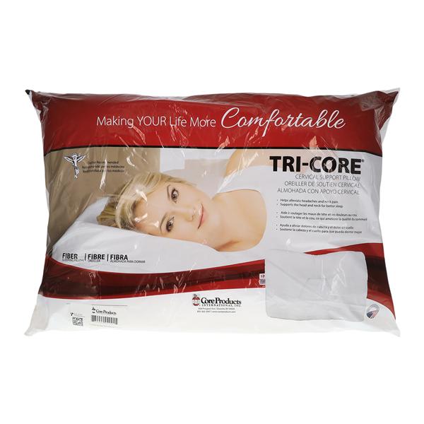 Tri-Core Positioning Pillow 24 in x 16 in Fiber White Reusable Ea