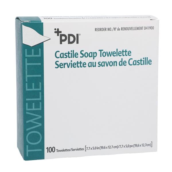 Castile Soap Towelette White/Green 7.7x5" 100/Bx, 10 BX/CA