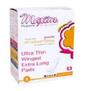 Sanitary Pad Natural Cotton Ultra Thin/X-Long Spr+ Wngd White Disposable 8x12/Ca