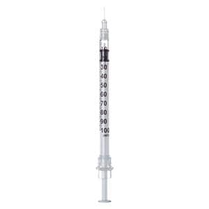 InviroSnap Insulin Syringe/Needle 28gx1/2" 1cc Orange Safety LDS 100/Bx, 10 BX/CA