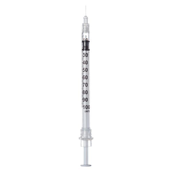 InviroSnap Insulin Syringe/Needle 28gx1/2" 1cc Orange Safety LDS 100/Bx, 10 BX/CA