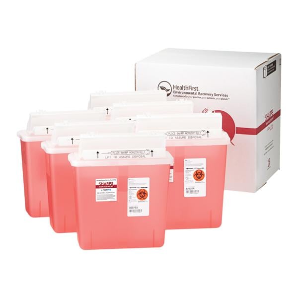 Sharps Management Sharps Mailer System 5qt Small Anti-Kickback Clsr Red/Wht 6/Pk