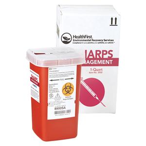 Sharps Management Mailer System 1qt Red/Wht 3-3/4x3-3/4x6.5 Closing Ld Plstc Ea