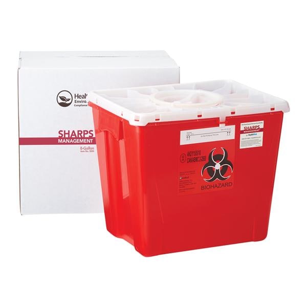 Sharps Management Sharps Mailer System 8gal Rd/Wht 17x13x14" Closing Ld Plstc Ea