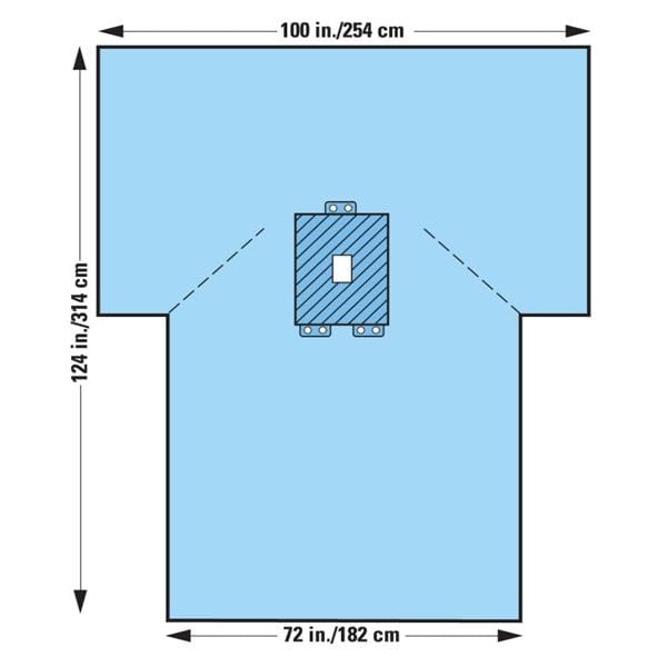 1x72x124" Sterile Laparotomy Drape 4x12" Fenestrated