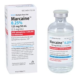 Marcaine w/Epinephrine Injection 0.25% 1:200,000 MDV 50mL/Vl