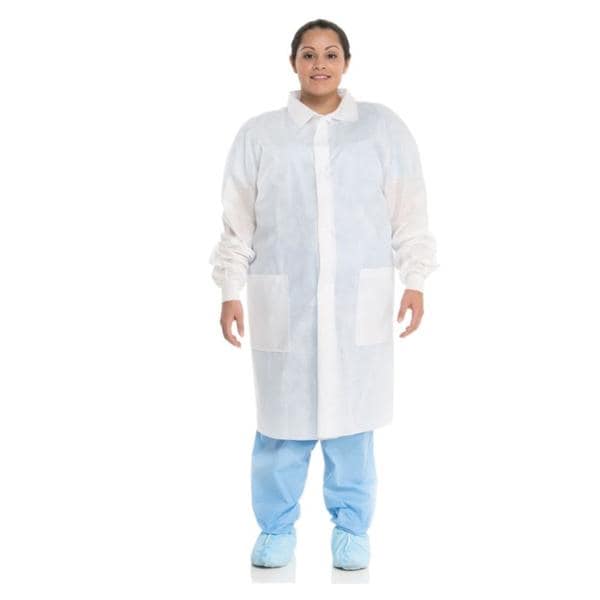 Basic Lab Coat 3 Layer SMS X-Large White 25/Ca