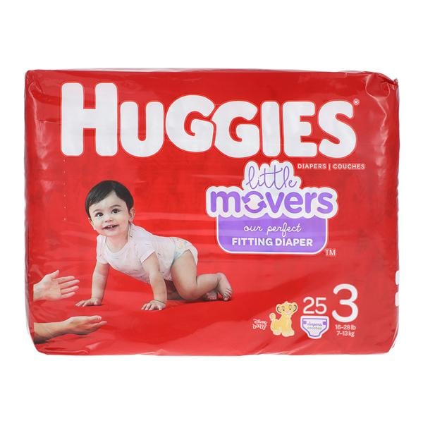 Huggies Little Movers Diaper Infnt Unsx 3 Max 16-28lbs Wt Fragrance Free 25/Pk