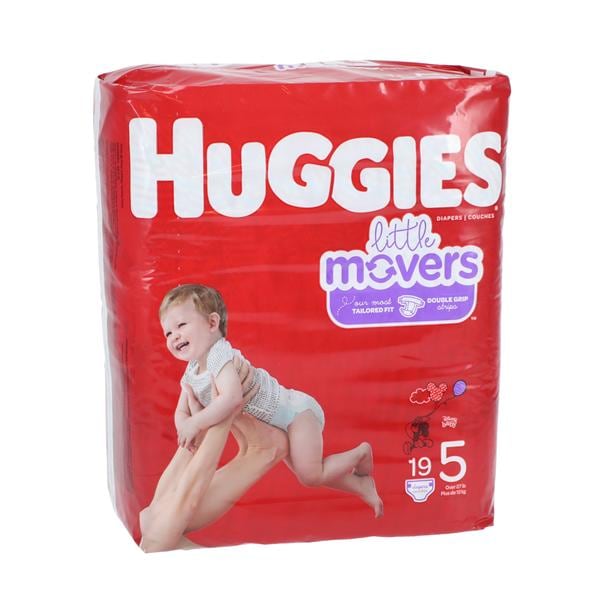 Huggies Little Movers Diaper Infnt Unsx 5 Max 27lbs+ White Fragrance Free 19/Pk