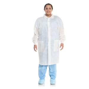 Basic Lab Coat 3 Layer SMS 2X Large White 25/Ca