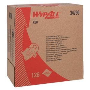 Wypall X60 Professional Wipes Disposable Hydroknit 9.1 in x 16.8 in White 126/Bx, 10 BX/CA