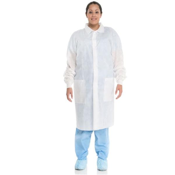 Basic Lab Coat 3 Layer SMS Small White 25/Ca