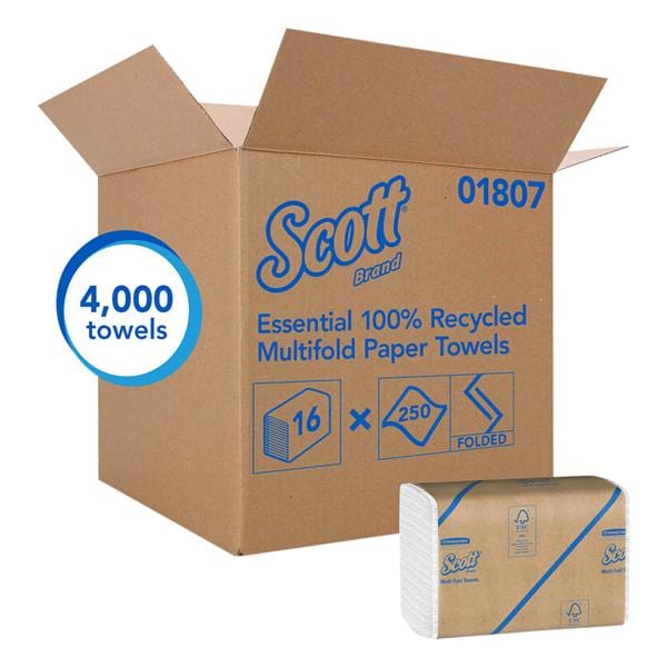 Scott Hand Towel Multifold Disposable Fbr 9.2 in x 9.4 in Wt 4000/Ca