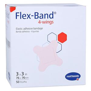 Flex-Band Four Wing Bandage Fabric 3x3" Flesh Sterile 50/Bx