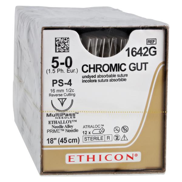 _ Suture 5-0 18" Chromic Gut Monofilament PS-4 Brown 12/Bx