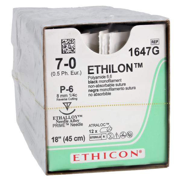 Ethilon Suture 7-0 1x18" Nylon Monofilament P-6 Black 12/Bx