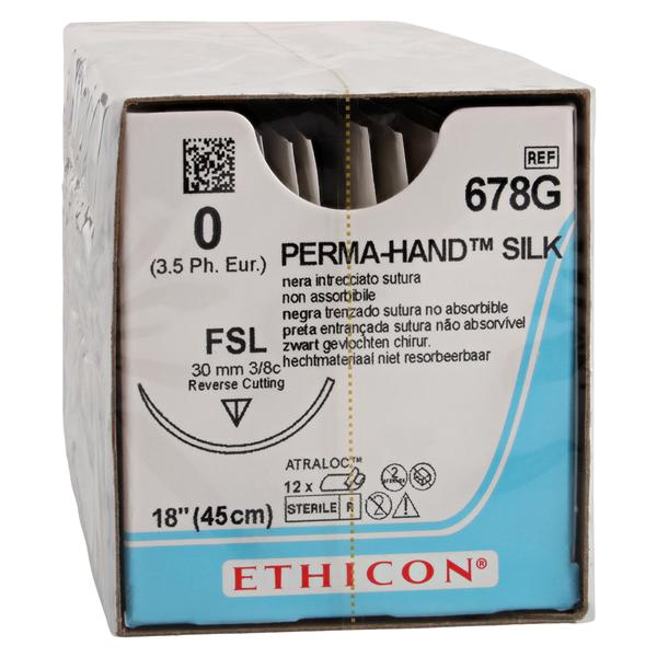 Perma-Hand Suture 0 18" Silk Braid FSL Black 12/Bx