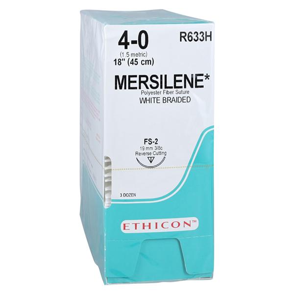 Mersilene Suture 4-0 18" Polyester Braid FS-2 White 36/Bx