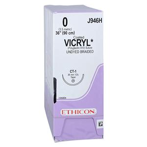 Vicryl Suture 0 36" Polyglactin 910 Braid CT-1 Undyed 36/Bx