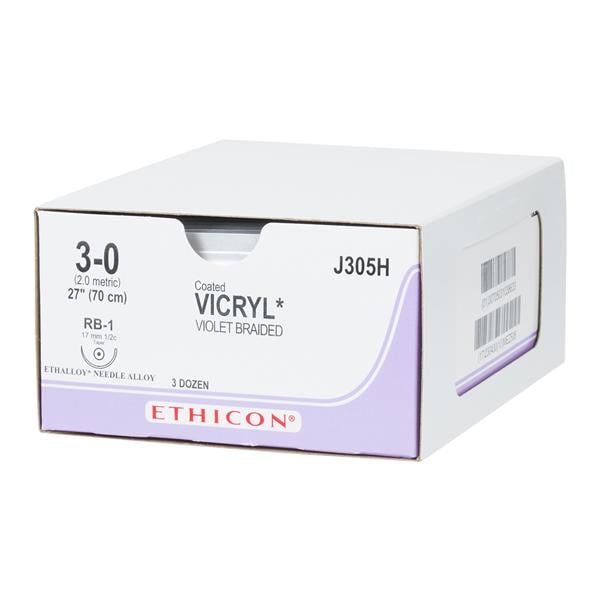 Vicryl Suture 3-0 27" Polyglactin 910 Braid RB-1 Violet 36/Bx