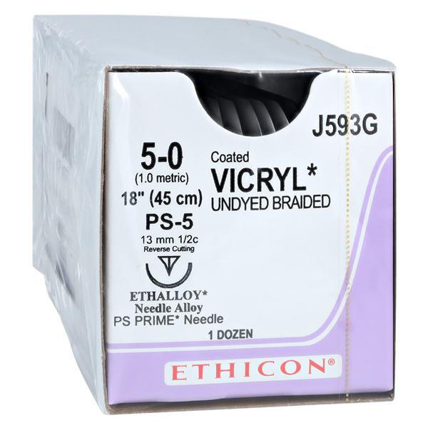 Vicryl Suture 5-0 18" Polyglactin 910 Braid PS-5 Undyed 12/Bx