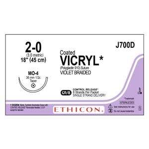 Vicryl Suture 2-0 8-18" Polyglactin 910 Braid MO-4 Violet 12/Bx