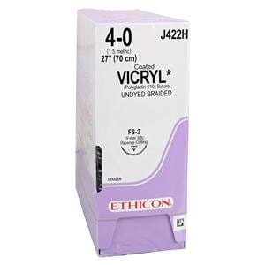 Vicryl Suture 4-0 27" Polyglactin 910 Braid FS-2 Undyed 36/Bx