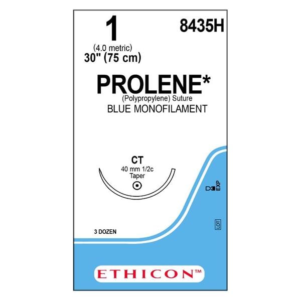 Prolene Suture 1 30" Polypropylene Monofilament CT Blue 36/Bx