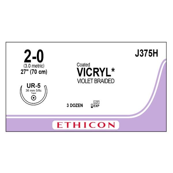 Vicryl Suture 2-0 27" Polyglactin 910 Braid UR-5 Violet 36/Bx