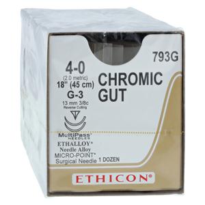 Suture 4-0 1x18" Chromic Gut Monofilament G-3/G-3 Brown 12/Bx