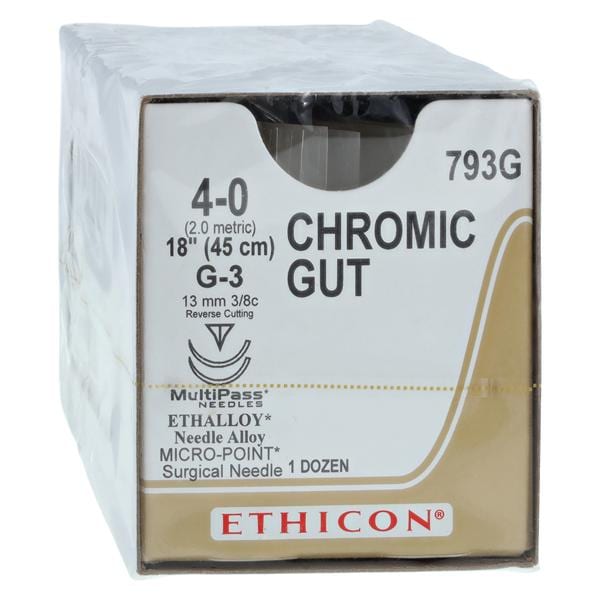 Suture 4-0 1x18" Chromic Gut Monofilament G-3/G-3 Brown 12/Bx