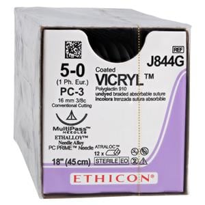 Vicryl Suture 5-0 18" Polyglactin 910 Braid PC-3 Undyed 12/Bx