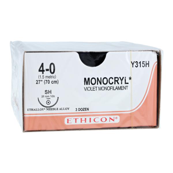 Monocryl Suture 4-0 27" Poliglecaprone 25 Monofilament SH Violet 36/Bx