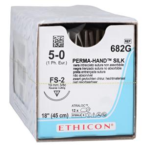 Perma-Hand Suture 5-0 18" Silk Braid FS-2 Black 12/Bx