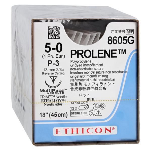 Prolene Suture 5-0 18" Polypropylene Monofilament P-3 Undyed 12/Bx