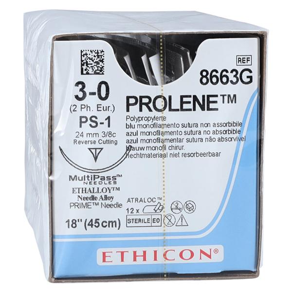 Prolene Suture 3-0 18" Polypropylene Monofilament PS-1 Blue 12/Bx