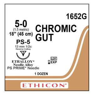 _ Suture 5-0 18" Chromic Gut Monofilament PS-5 Brown 12/Bx