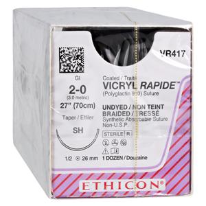 Vicryl Rapide Suture 2-0 27" Polyglactin 910 Braid SH Undyed 12/Bx